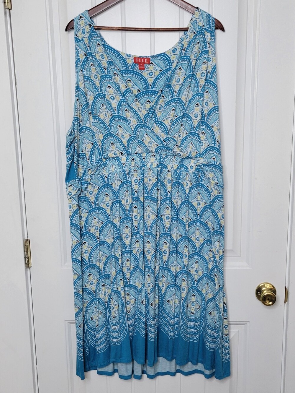 ELLE Blue Patterned Women's Sleeveless Dress